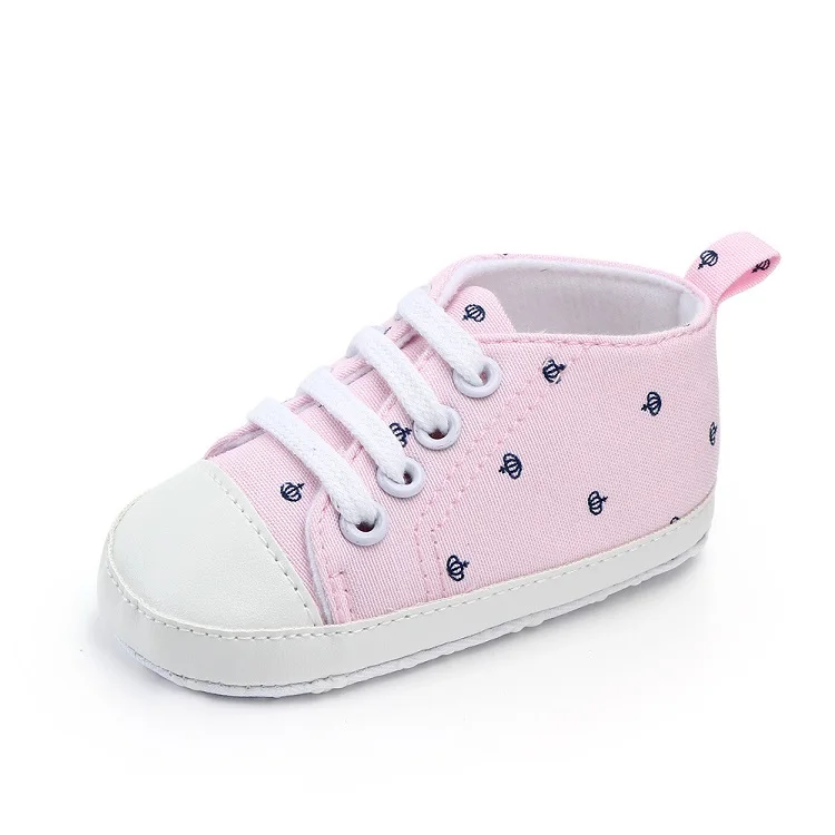 AiKway Baby Shoes First Walkers Boy Girl Canvas Newborn Baby Casual Shoes Soft Bottom Crown Infant Toddler Shoes - Цвет: Pink crown