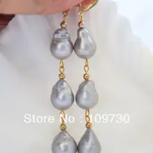 Ry003 3 линии 14 мм серый барокко КЕШИ возрождается ЖЕМЧУЖИНА БОЛТАЮТСЯ СЕРЬГИ