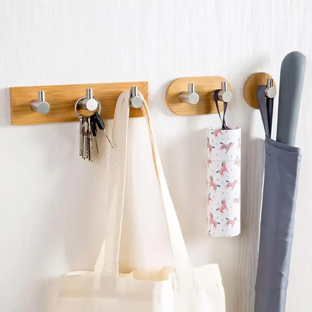 Wall Hangers For Clothes Delectable Sucker Seamless Hook Natural Bamboo Stainless Steel Wall Hook Wall Hangers For Clothes Delectable Sucker Seamless Hook Natural Bamboo Stainless Steel Wall Hook