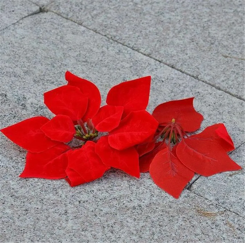 Красный 100p диа. 20 см/7,8" искусственная имитация Poinsettia Рождественский цветок декоративные свадебные цветы вечерние украшения
