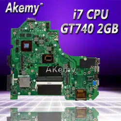 Akemy K56CM для ASUS K56CB K56CM A56C S550CM Материнская плата ноутбука i7 Процессор GT740 2 Гб плата Тесты S550CD K56CM плата PM