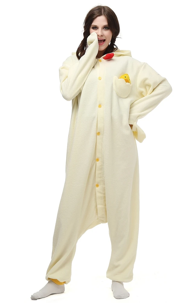 

Chicken kigurumi pajamas Onesies For Adult Flannel Onesie One-piece Jumpsuit Animal Sleepwear Pyjamas Cartoon Cosplay Costume