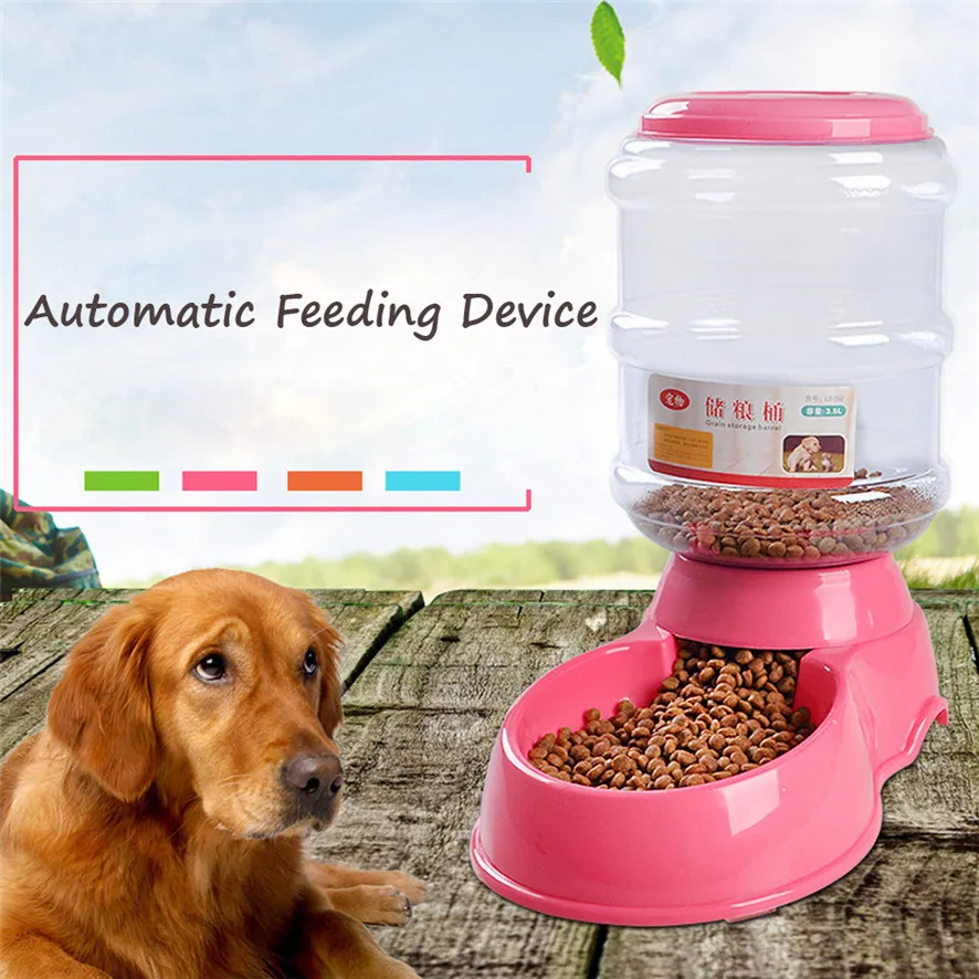 3.5L Pet Dog Cat Automatic Feeder Bowl Device Bottle Dish 1123in Dog