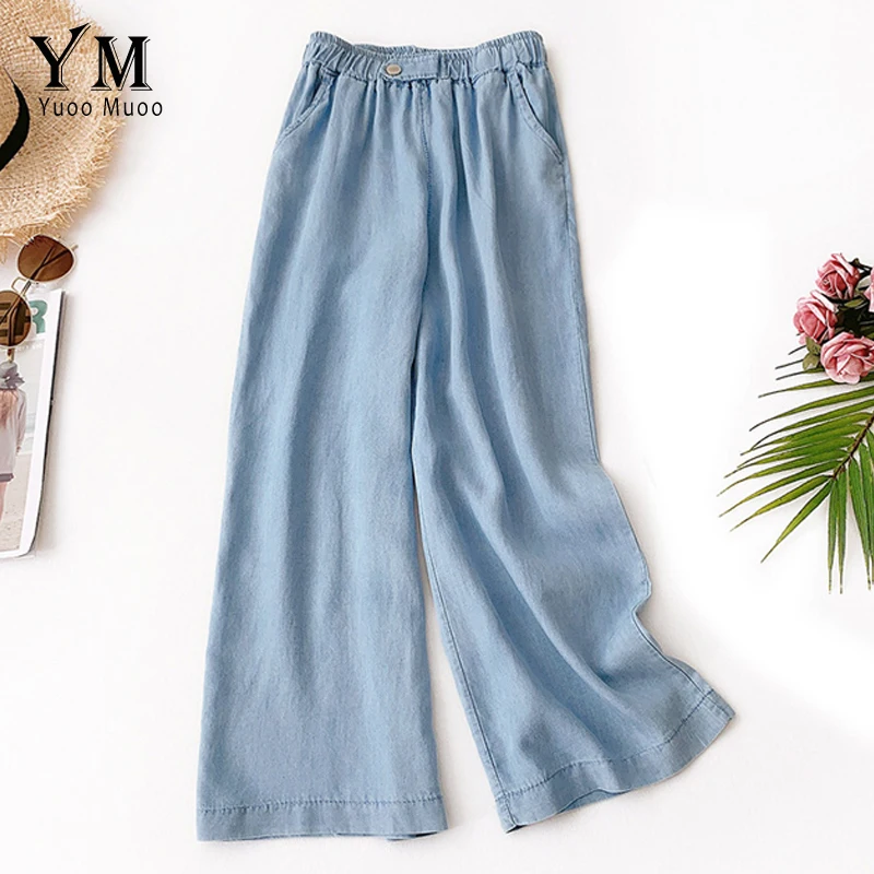 YuooMuoo Good Quality Soft Tencel Summer Jeans 2019 New Hot Ladies Jeans Thin Women Straight Jeans Pants Elastic Waist Mom Jeans YuooMuoo Good Quality Soft Tencel Summer Jeans 2019 New Hot Ladies Jeans Thin Women Straight Jeans Pants Elastic Waist Mom Jeans