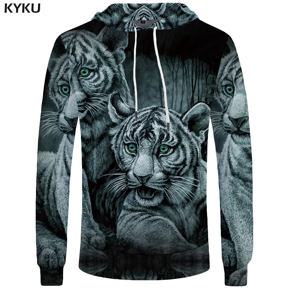 KYKU Brand Tiger Hoodies Men Jungle Mens Clothing Animal Hoddie ...