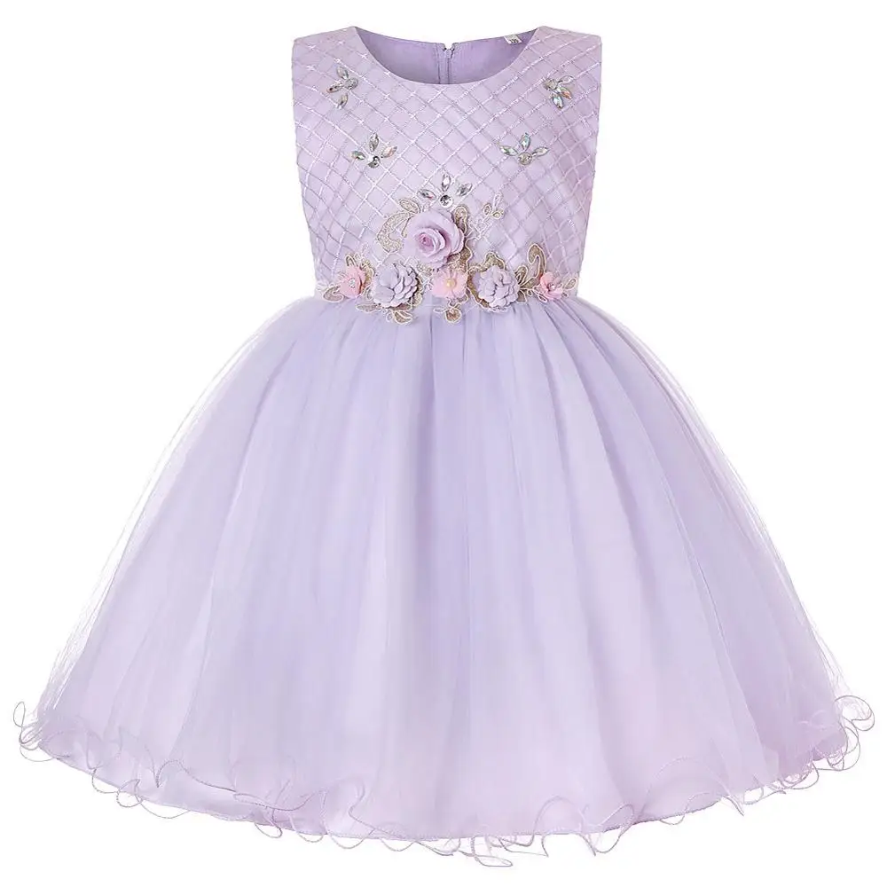 Платье с цветочным узором для девочек; платье-пачка для дня рождения для девочек; детское платье подружки невесты с бисером; одежда для маленьких девочек - Цвет: as pictures