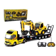 2PCS /Set Big Remote Control Car+RC Excavator Detachable Kids Electric Big Rc Car Trailer Remote Control Wireless Truck Car Toy