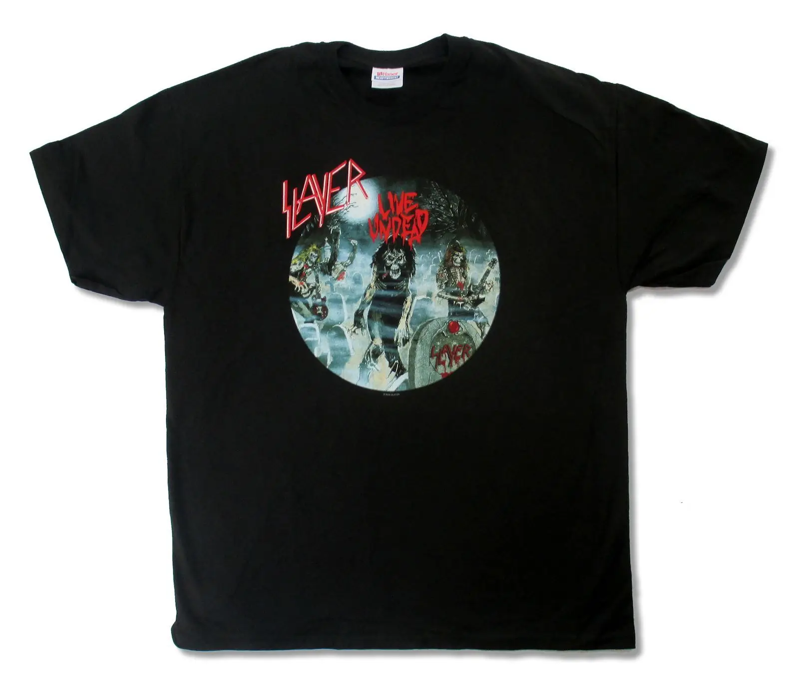 Round Neck Crazy Top Tee SLAYER LIVE UNDEAD COVER BLACK T-SHIRT NEW OFFICIAL THRASH BAND MERCH | Мужская одежда