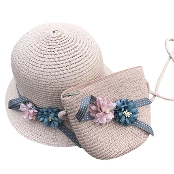

Straw Hats Girls Kids Sun Hats Summer Beach Hats Straw Woven Pocket