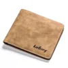 New Men Retro Frosted PU Wallet Two Folding Male Purse Credit Card Holder Solid Color Short Wallet purse and wallet 3