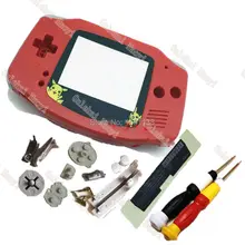 Бренд красного цвета полный Запчасти пуговицы Экран объектив Панель Стикеры подходит для GameBoyAdvance консольной оболочке Корпус с игры мультфильм логотип