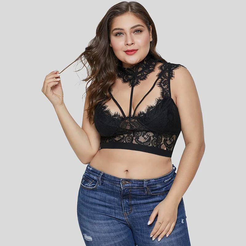 PlusMiss Plus Size 5XL XXXXL Sexy Choker Lace Bralette Bras Women Cropped  Cami Tops Big Size Soft Underwear Brassiere Lingerie|Bras| - AliExpress