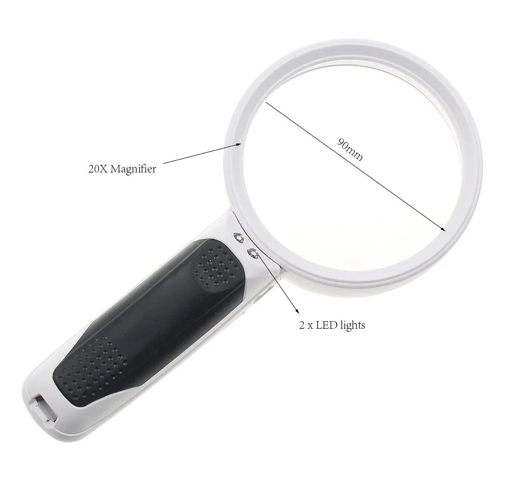 Hand Held Magnifier 5x/20x with LED Light