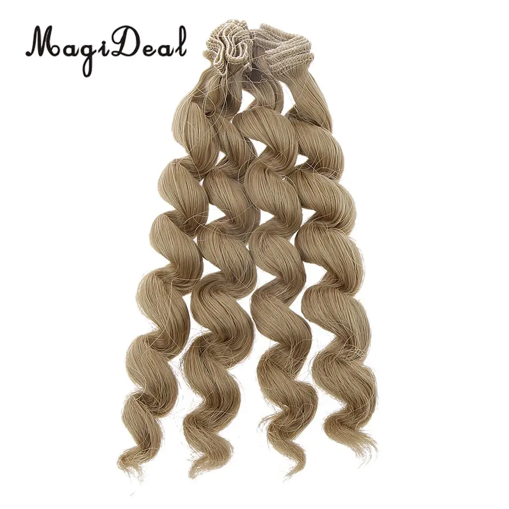 MagiDeal 1Pc 15x100cm DIY Curly Hair Wig Hairpiece for 1/3 1/4 1/6 BJD SD Dolls Model Party Girls Best Birthday Gift 12Colors