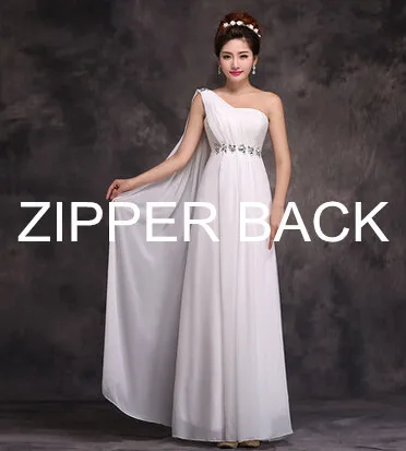 Светло-голубое Лавандовое бордовое женское вечернее платье на одно плечо xxxl размера плюс шифоновое платье Желтые платья для свадеб W1999 - Цвет: ivory zipper