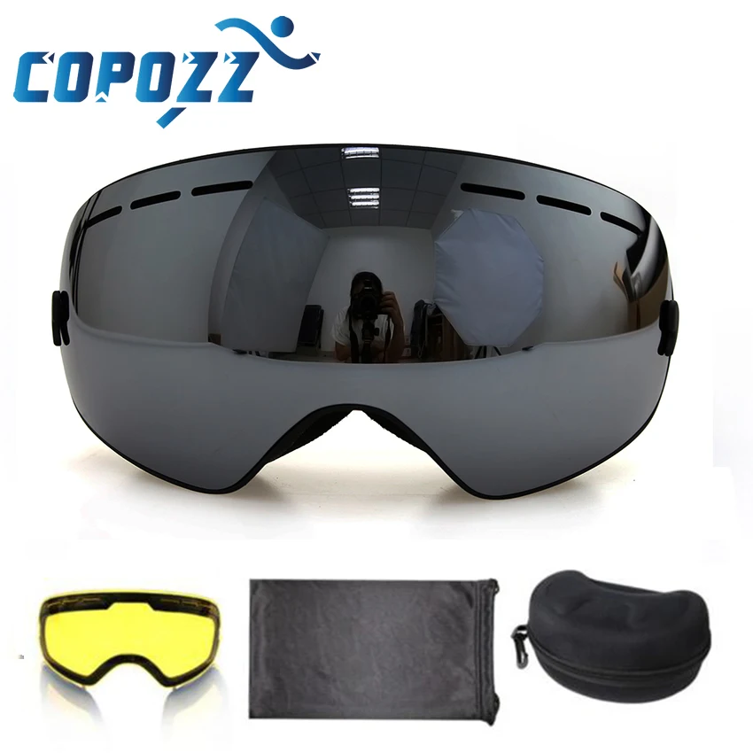 COPOZZ brand ski goggles 2 layer lens anti fog UV400 day and night