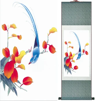 

Chinese ink painting Traditional Birds and flower Painting Spring Ink wash painting silk scroll birds and flower painting