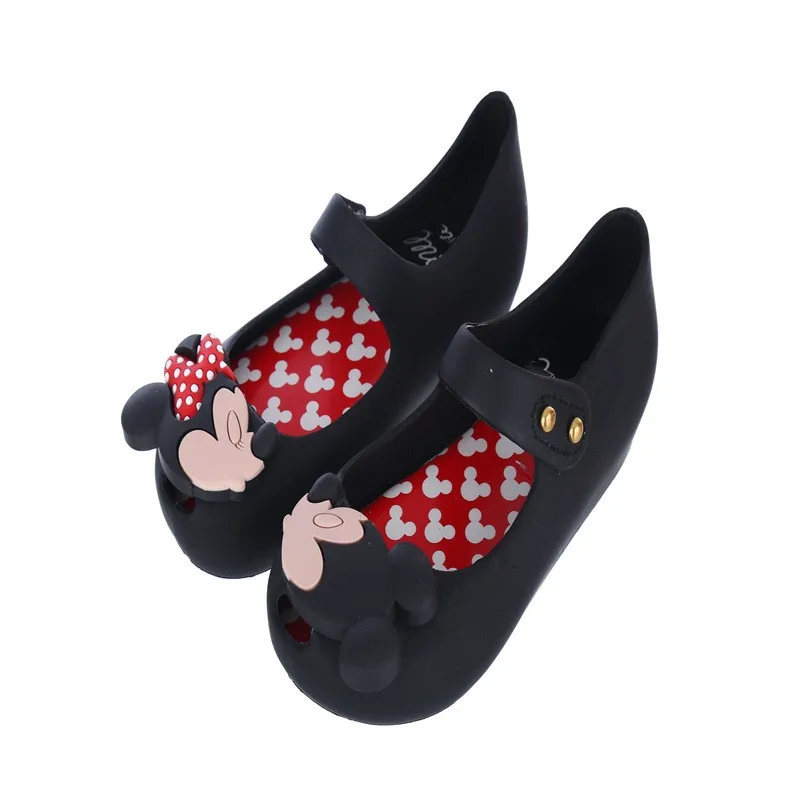 Обувь Melissa Mickey& Minnie детские сандалии для девочек прозрачная обувь Детские милые сандалии для маленьких девочек 14,5-17 см - Цвет: Черный