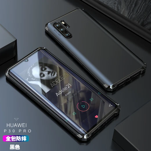 Высококлассный противоударный чехол для huawei P30PRO с металлической рамкой из поликарбоната, бампер из алюминиевого сплава P30 Pro, Текстурированный чехол - Цвет: P30 PRO Black Black