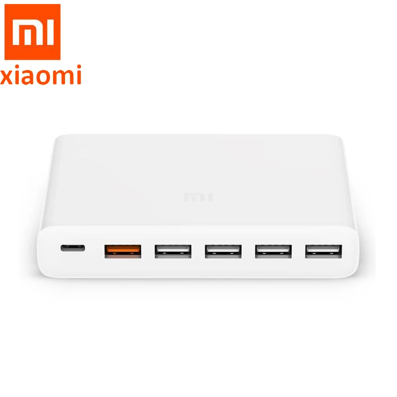 Оригинальное зарядное устройство Xiaomi Mi USB-C 60 Вт type-C& USB-A, 6 портов, выходное двойное зарядное устройство QC 3,0 для телефона, 18 Вт x 2+ 24 Вт(5 В = а макс