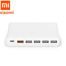 Оригинальное зарядное устройство Xiaomi Mi USB-C 60 Вт type-C& USB-A, 6 портов, выходное двойное зарядное устройство QC 3,0 для телефона, 18 Вт x 2+ 24 Вт(5 В = а макс