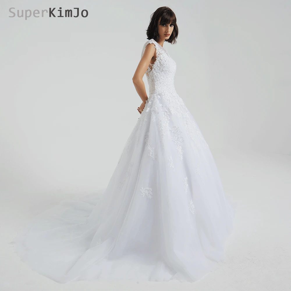 Свадебное платье со шлейфом SuperKimJo свадебное 2019 Robe De Mariee Кружевная аппликация