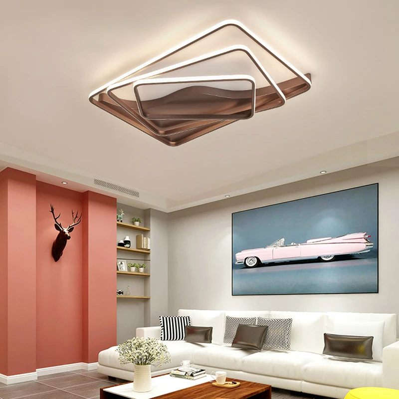 

New Led Ceiling Lights remote control or switch Rectangular geometric illumination for living room bedroom luminaria teto