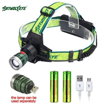 

Zoomable 8500 LM XPE Q5 LED Rechargeable USB Headlamp 2X18650 Headlight 3 Modes Flashlight Waterproof Torch +USB Cable PJW
