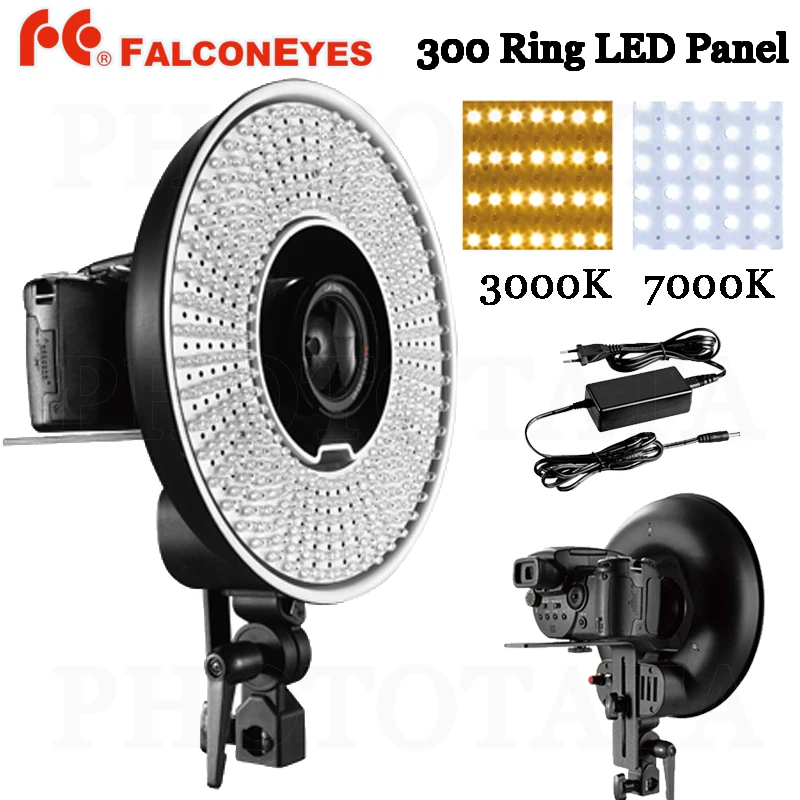 

FALCON EYES Brand 300 Ring LED Panel 5600K Lighting Video Film Continuous Light W/Camera Bracket/ filter Falcon Eyes DVR-300DVC