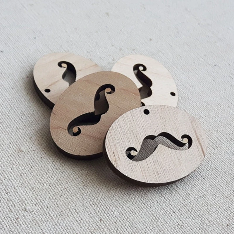 50 pcs Oval Mustache Blanks wooden decor wedding decoration