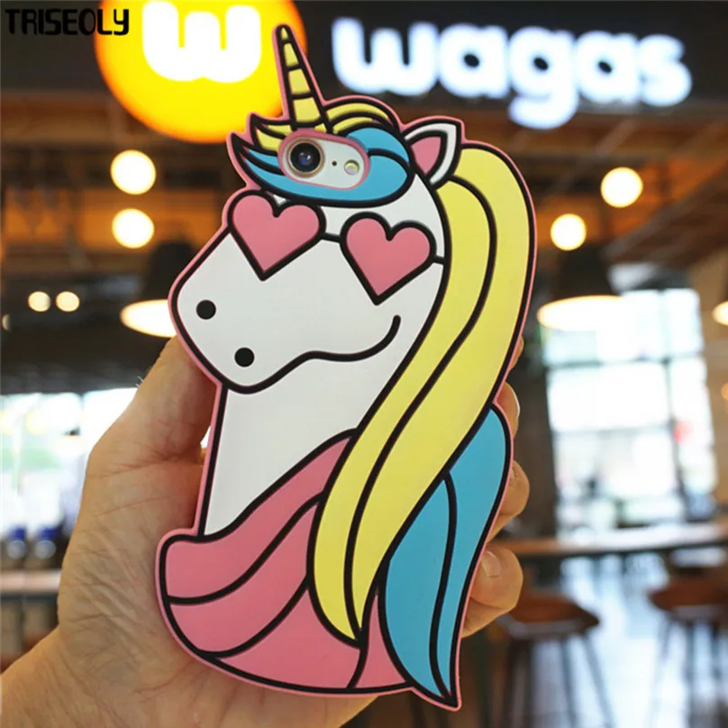 Case For iPhone X 3D Silicon Cartoon Lovely Heart Glasses Horse Soft Phone Cover 6 6S Plus 7 8 |