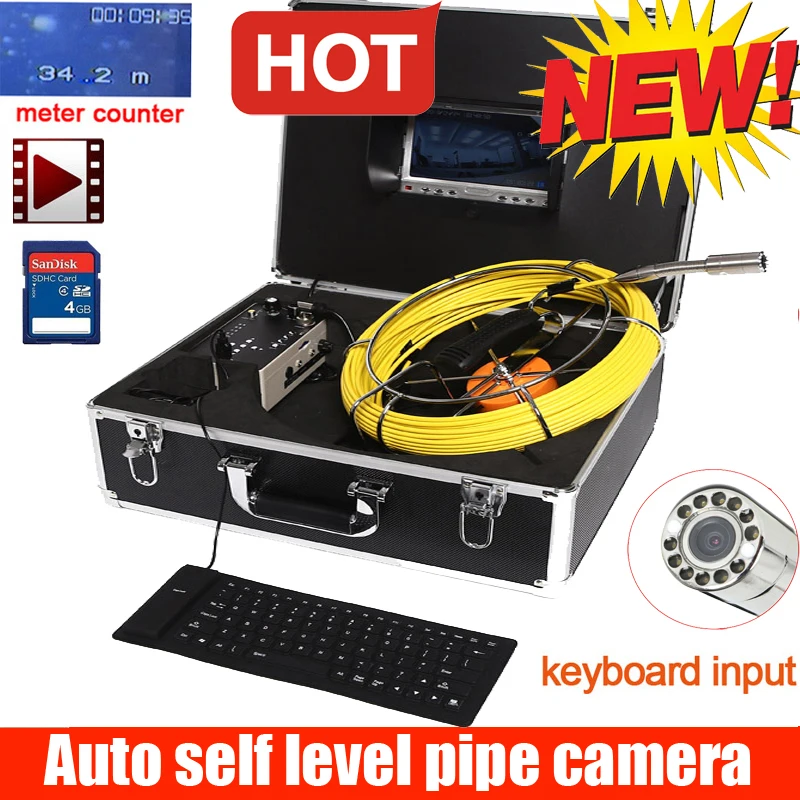 

IP68 self level auto balance sewer pipe inspection camera industrial video borescope inspection camera with keyboard counter DVR