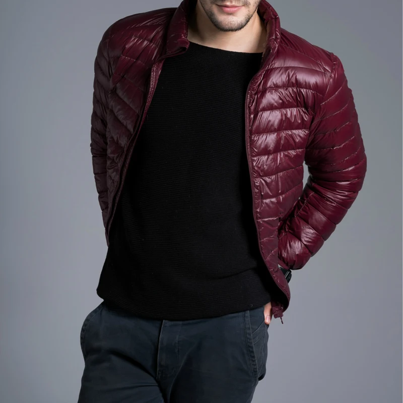 Abrigos Niza Plumas Delgado Nueva Manga Colorido De Color Invierno navy Alto Capa wine Larga Puro Chaqueta Hombres Delgada Otoño Negro Cremallera coffee azul Red Cuello Zmp18 Tnq8UxU