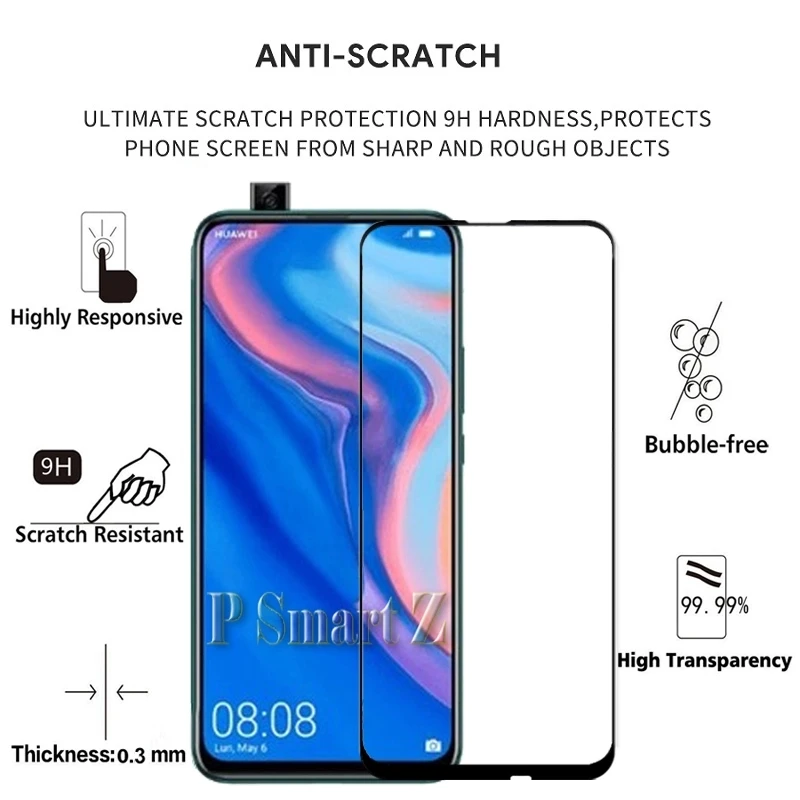 9D стекло для huawei Y9 Prime STK-L21, STK-L22, STK-LX3 протектор экрана для huawei P Smart Z закаленное стекло листовая пленка 6,59''