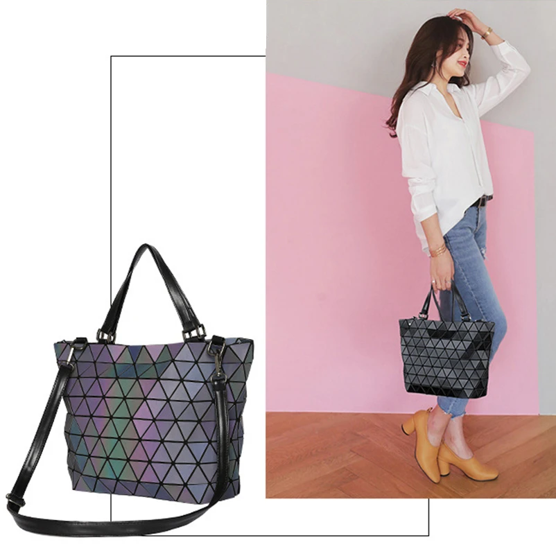 Nevenka Women Luminous Handbag Leather Shoulder Bag Women Geometric Handbags 2018 Large Tote Bag for Women Leather Crossbody Bag04