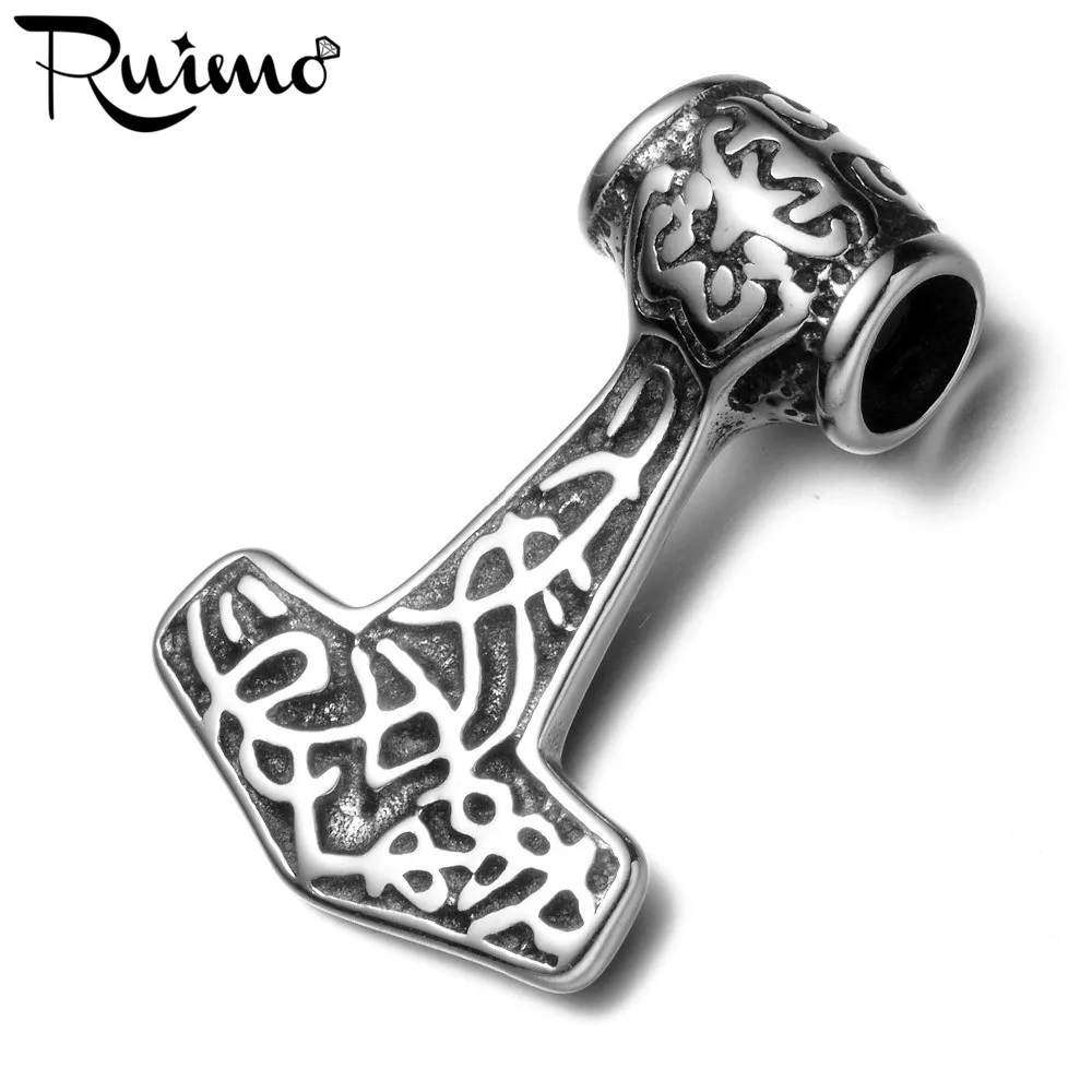 Кулоны с молотком викингов шипами и бусинами из нержавеющей стали 316l|beads