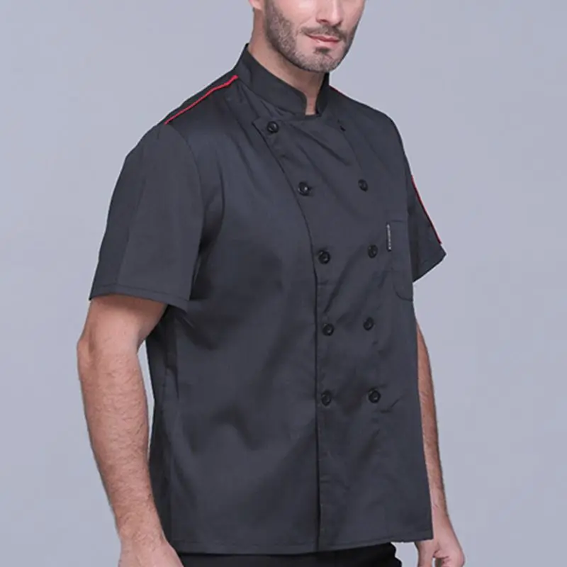 Men Women Plus Size Short Sleeve Classic Chef Jacket Coat Summer Restaurant Cook Uniforms Food Service Work Apparel With Pockets