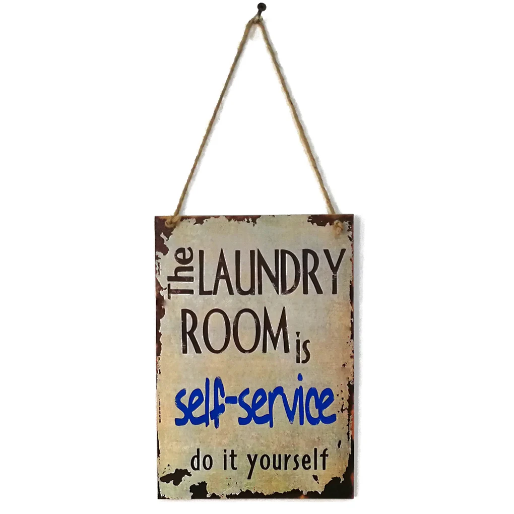 Washhouse Laundry Room Plank Self Service Letters Wood Board Wall