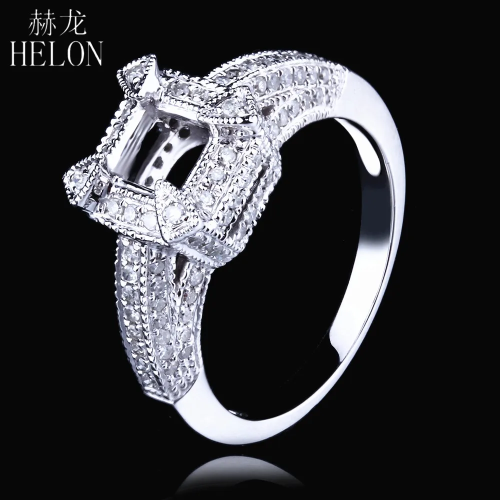 Helon SOLID 14 К (585) белое золото 4.5-5.75 мм Подушки с Обручение Свадьба полу крепление проложить 0.49ct настоящий бриллиант Ювелирные украшения кольцо Helon SOLID 14 К (585) белое золото 4.5-5.75 мм Подушки с Обручение Свадьба полу крепление проложить 0.49ct настоящий бриллиант Ювелирные украшения кольцо