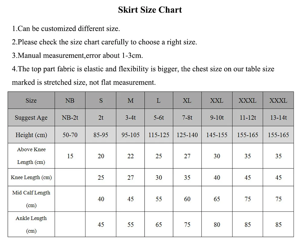 Skirt Size Chart 1