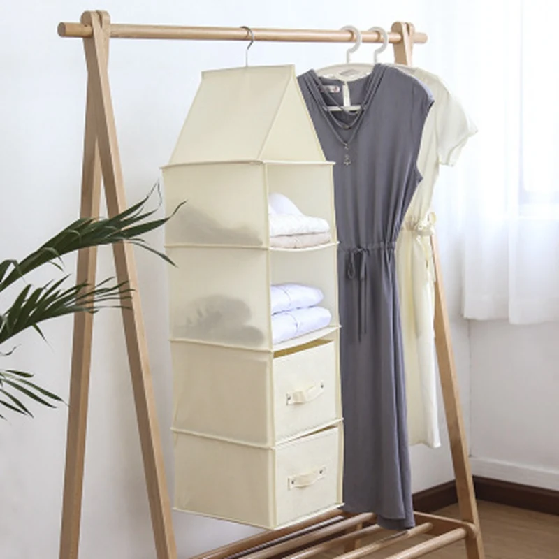 

1pc Hanging Storage Bag Fabric Cotton linen Multi-layer Box Drawer Wardrobe Clothes Storage Bag Home Organizer