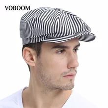 VOBOOM летняя кепка Newsboy черная темно-синяя полосатая Кепка плюща s 8 панельная дизайнерская мужская женская хлопковая шляпа в стиле Гэтсби 146