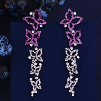 

GODKI Trendy Luxury Butterfly Multi-CZ Crystal Zircon Women Dangle Earrings for Wedding Long Earrings pendientes mujer moda 2018
