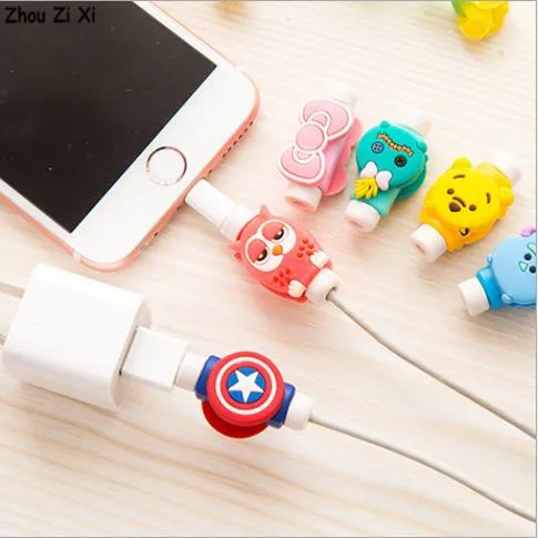 

Marvel Avengers Captain America Shield Spider man Iron man batman superman mobile phone cable anti-breakage protection coiler