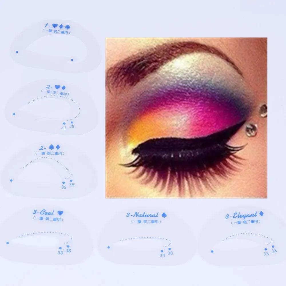 

TOMTOSH 6 pcs / pack eye cat makeup eyebrow pencil template template card eyeliner auxiliary make - up tool