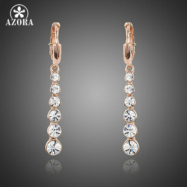 

AZORA Rose Gold Color Row String White Austrian Rhinestone Drop Earrings TE0220