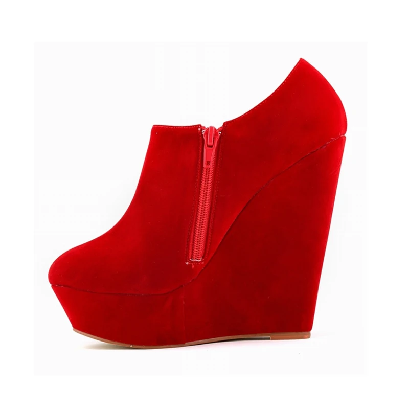 Moda mujer sólido Botines causal invierno Faux Velvet plataforma flock  Tacones altos Zapatos señoras cuña Botas 391 5ve|wedge boots|boots  fashionfashion boots - AliExpress