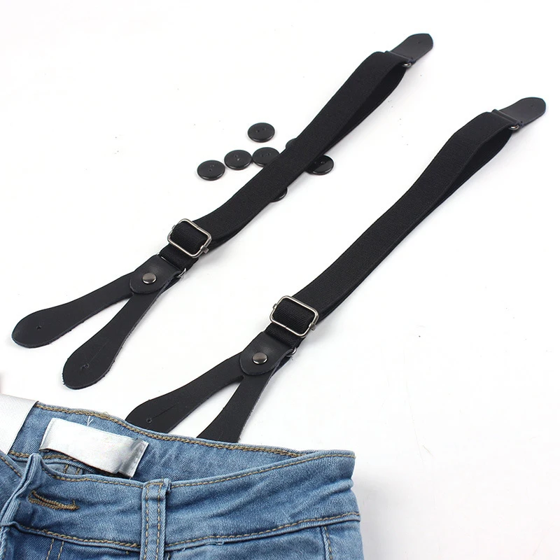6 кнопок дизайн мужские черные подтяжки без Креста эластичные ремни для брюк джинсы женские короткие подтяжки ремень юбка аксессуары