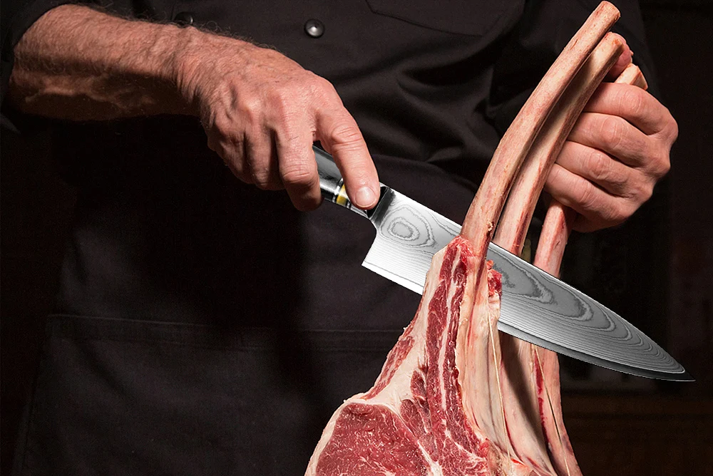 XITUO Дамаск Сталь шеф-повара Ножи 8 дюймов vg10 профессиональный нож для Разделки мяса рыбы филетировочная овощей утилита Santoku кухонный инструмент