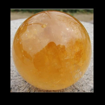 

SCY fa88004300414<<< 80MM Natural Citrine Calcite Quartz Crystal Sphere Ball Healing +Stand